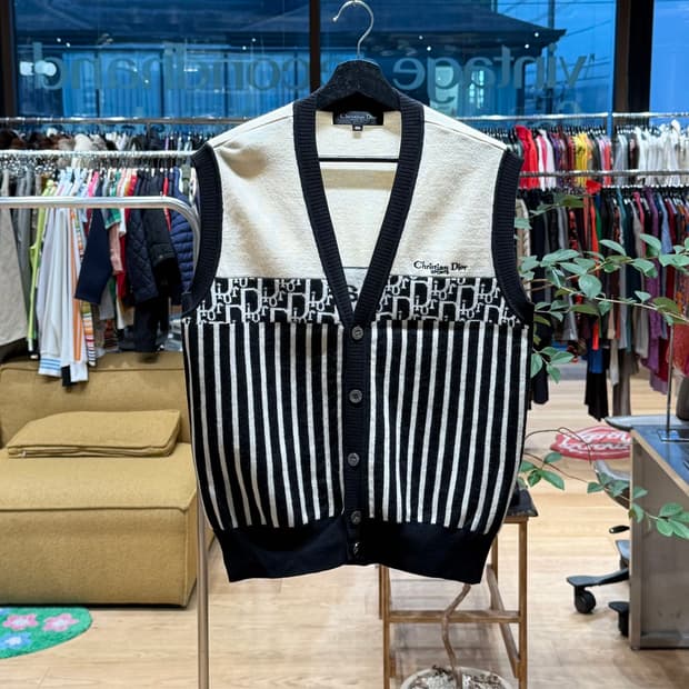 크리스찬 디올 몬슈어 스포츠 베이지 오블리크 니트 베스트 