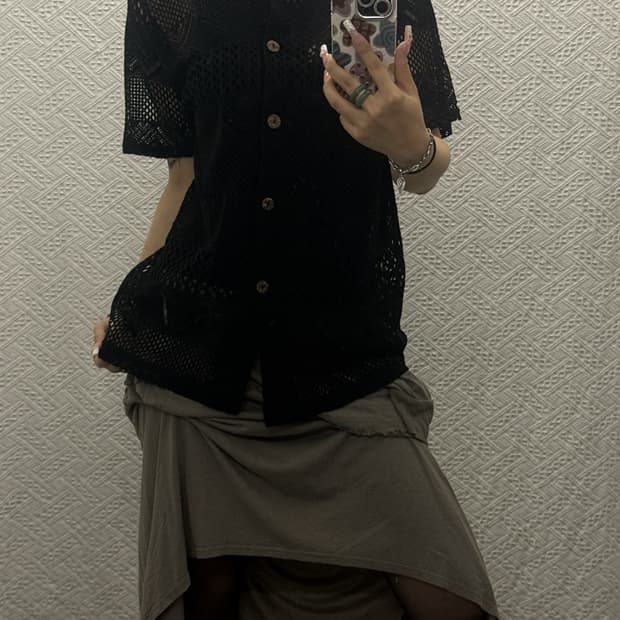 빈티지 재팬 보헤미안 펀칭 여름 반팔 단추 가디건 K0552