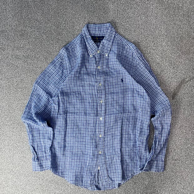 폴로랄프로렌 체크 셔츠 블루