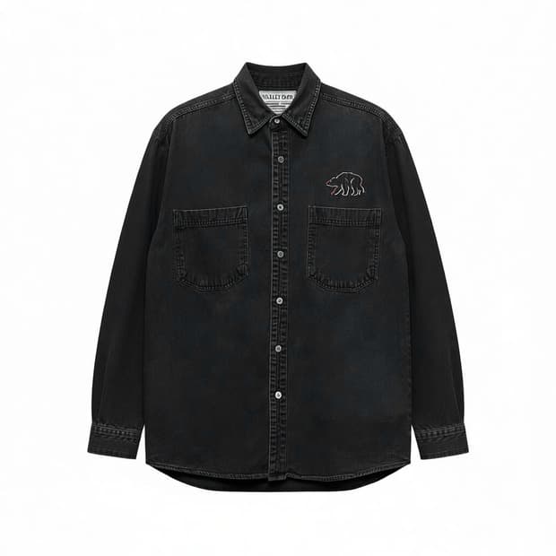 USA VINTAGE 데님 셔츠 투포켓 컬러 스티치 디테일 흑청