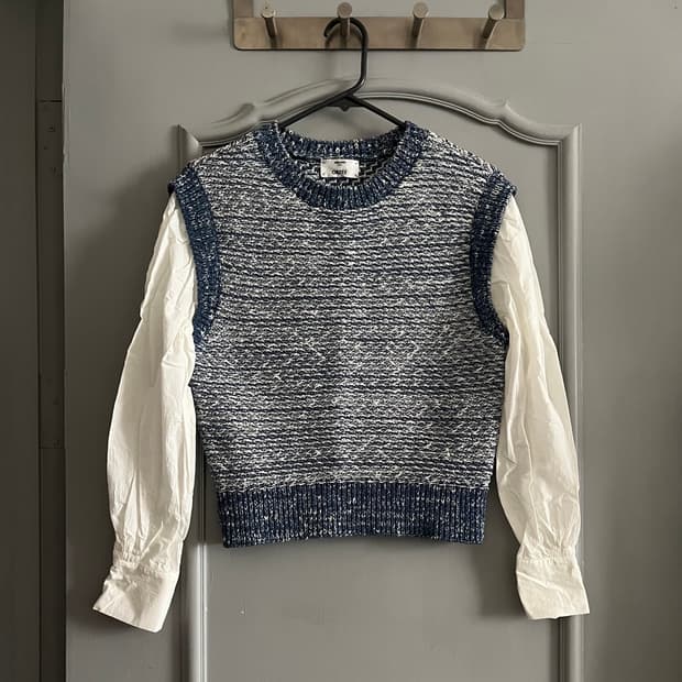 23ss 오브제 트위드 니트 베스트 레이어드셔츠 90사이즈