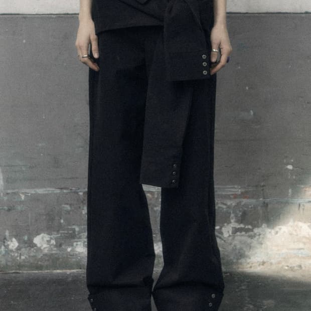 보헤미안 서울 TURNUP WIDE SHIRT PANTS, BLACK