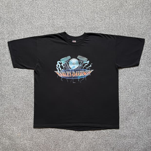 90s 빈티지 할리데이비슨 라이트닝 티셔츠 XXL
