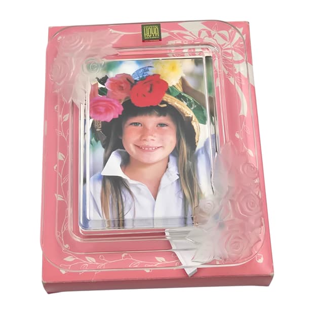 90s 호야 크리스탈 불투명 장미 탁상 액자