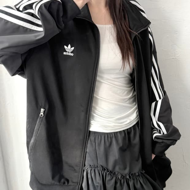 Adidas 아디다스 신형 블랙 사이드지퍼 스토퍼 바람막이 자켓