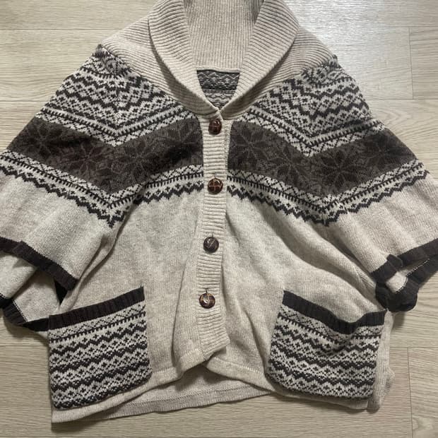 노르딕 숄카라 니트 가디건 케이프