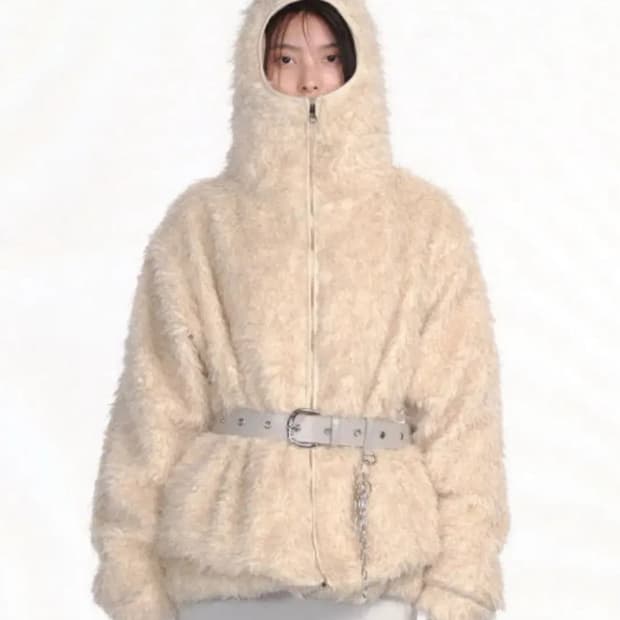 세릭 SHEARING BALACLAVA ZIP UP-BEIGE