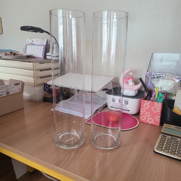 투명 유리 화병 2개