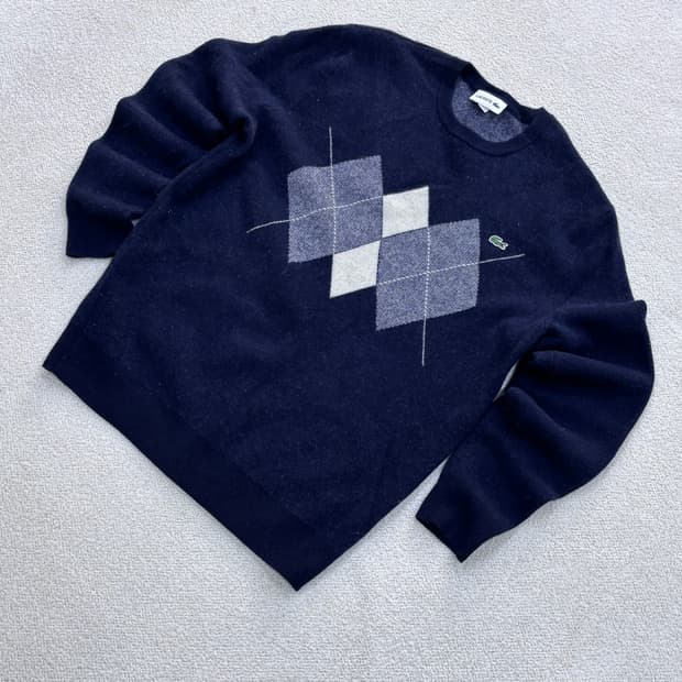L 라코스테 아가일 패턴 풀오버 니트 0331E