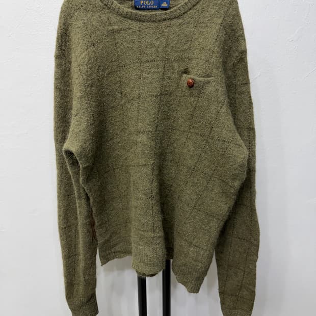 정품) 폴로랄프로렌 엘보 가죽 그린 울 니트 XXL 
