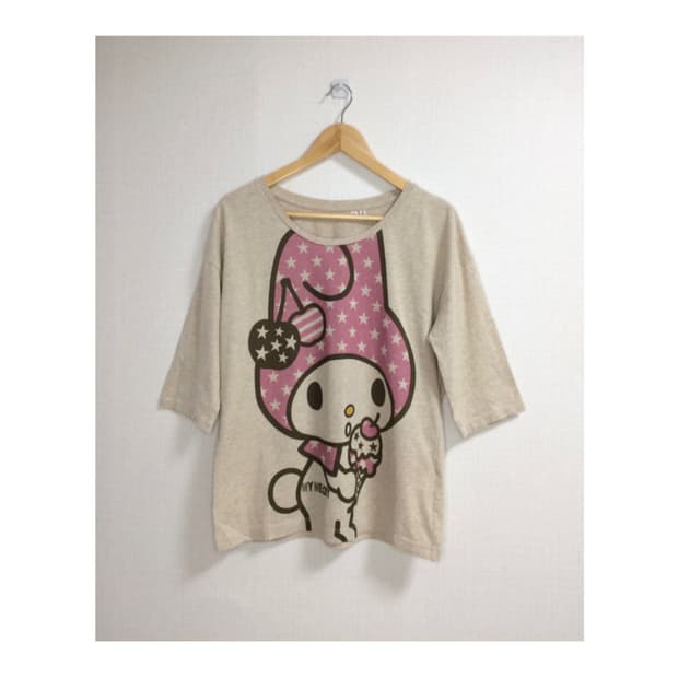 마이멜로디 x 유니클로 빅프린팅 7부소매 티셔츠