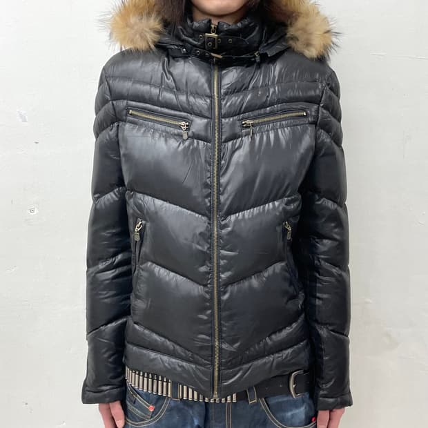 Chic Glossy Black Padded Jacket