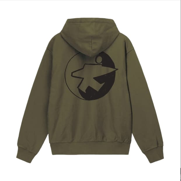 스투시 x 아워레가시 워크샵 서프맨 피그먼트 다이드 후드 다크 올리브