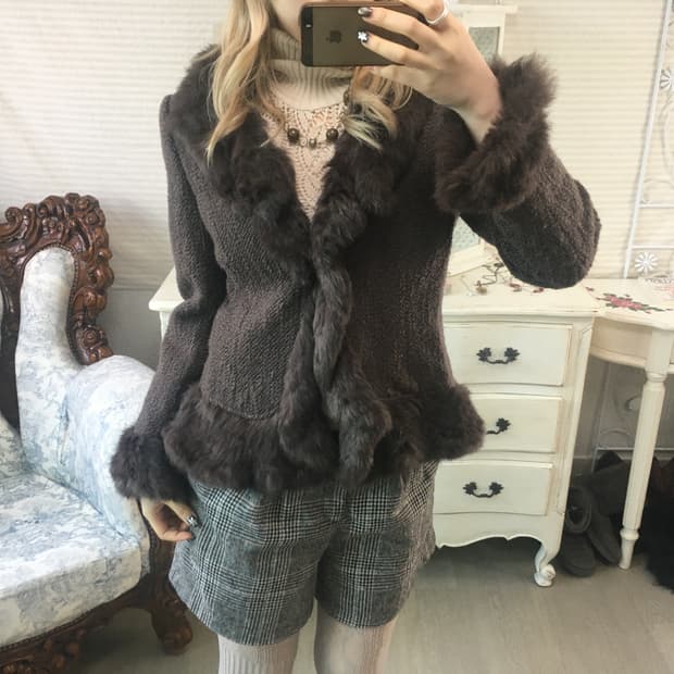 jpn vintage rabbit fur tweed wool jk