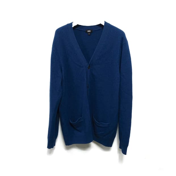 [XL,100] UNIQLO 유니클로 램스울 틸 블루  가디건