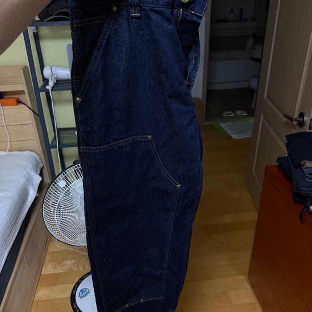 칼하트 WIP 내쉬 루즈 핏 더블 니 팬츠 블루 린스드