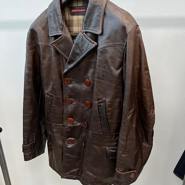 105) 알마니 90s 홀스레더 더블자켓 