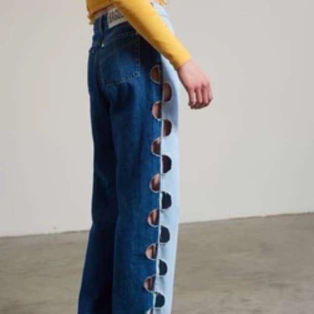 ragged priest 래그드 프리스트 컷아웃 투톤 데님 택달린 새거