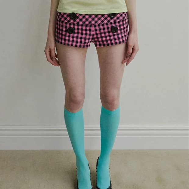 스컬프터 New Emo Gingham Micro Shorts Pink