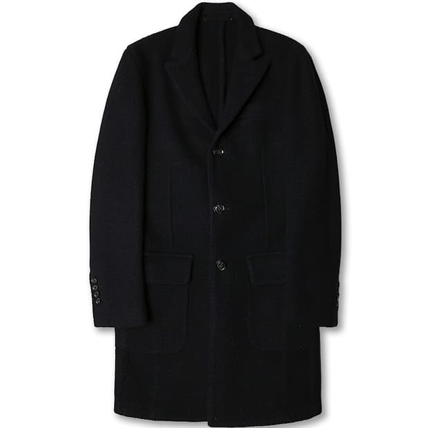 몬테도로 [Montedoro] 다크 네이비 울 나일론 트위드 탑 코트