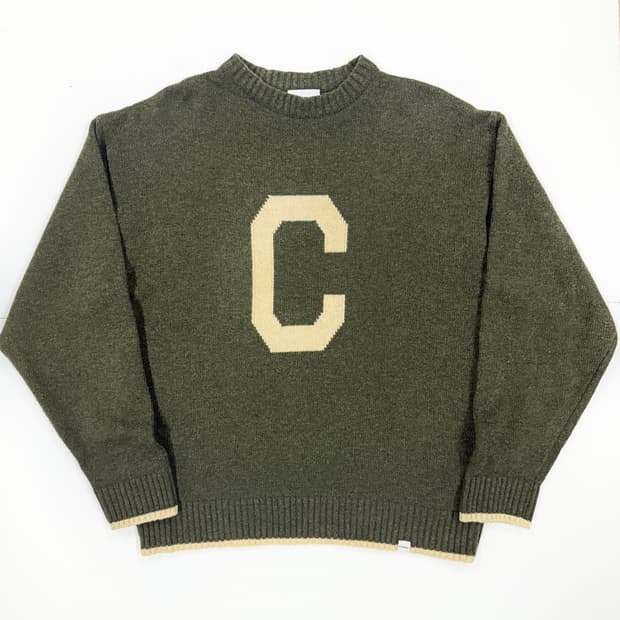 커버낫 카키 빅로고 니트