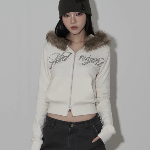 미드나잇무브 퍼 후드 집업