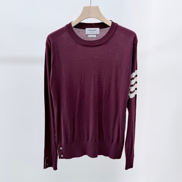 [미사용/1] 톰브라운 사선완장 메리노 울 니트 버건디
