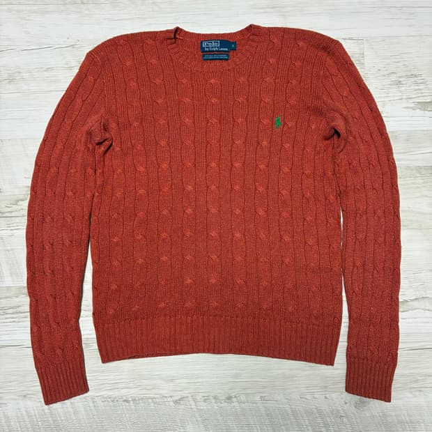 S 폴로 랄프로렌 캐시미어 꽈배기 니트 오렌지