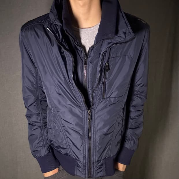 더블 집업 y2k 자켓 네이비