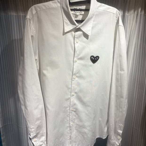 꼼데가르송 블랙와펜 화이트 셔츠 L