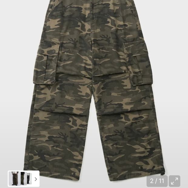 토피 카모 와이드 팬츠 코튼 팬츠 딥 카키 S