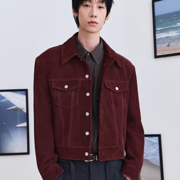 웨이비니스 스웨이드 트러커자켓 버건디 1사이즈