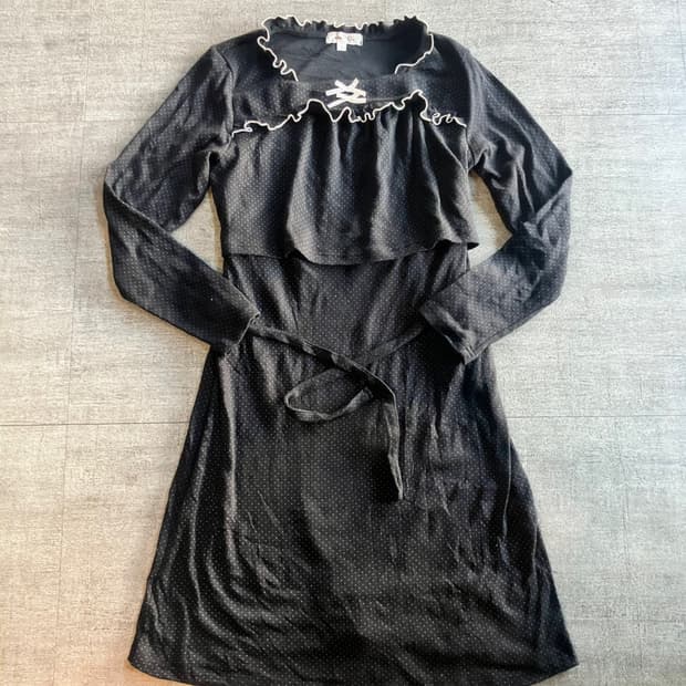 일본빈티지 Mutti 하구미모리걸 땡땡이도트 레이어드원피스