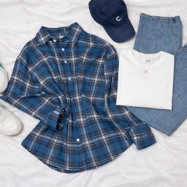 빈티지 오버사이즈 체크자켓