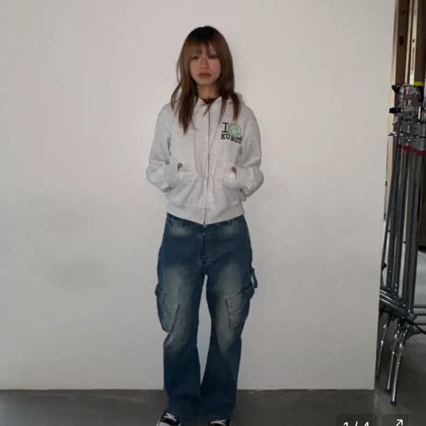 이스트쿤스트 부츠컷 카고진 블랙 S사이즈