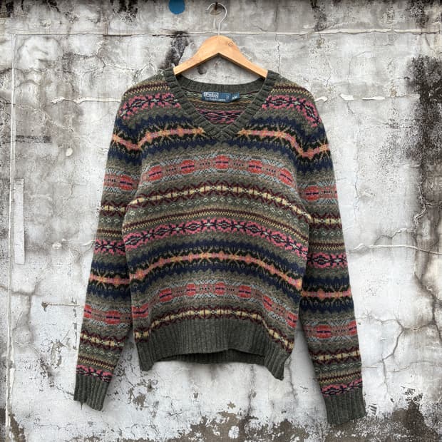 Polo 폴로 페어아일 울 브이넥 니트