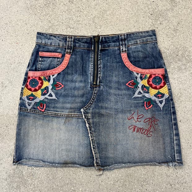 Desigual 자수 데님 스커트