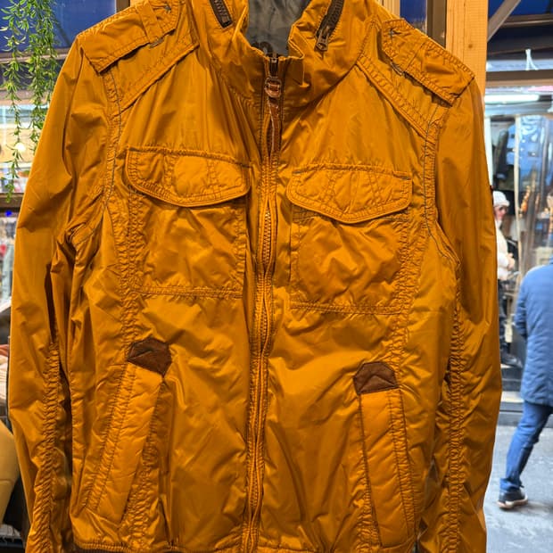 빈티지 머스타드 나일론 봄버 자켓