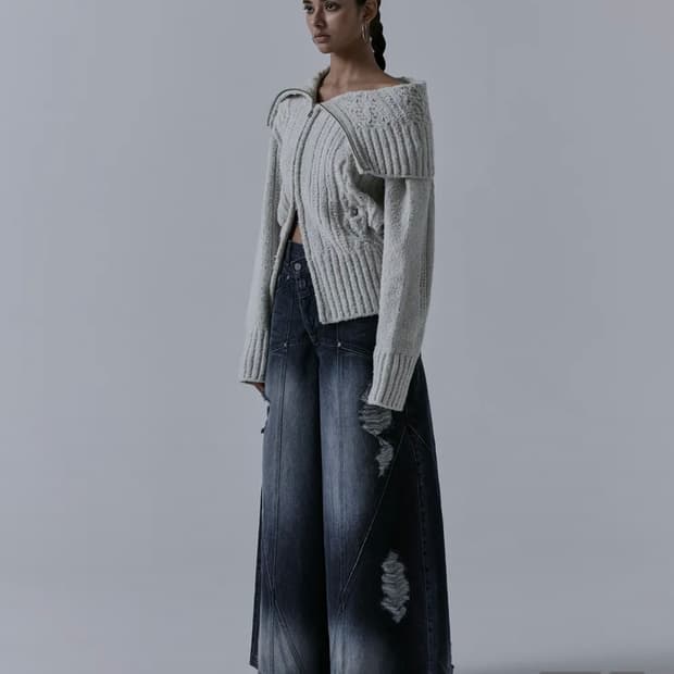 트리밍버드 투웨이 언발란스 오프숄더 집업