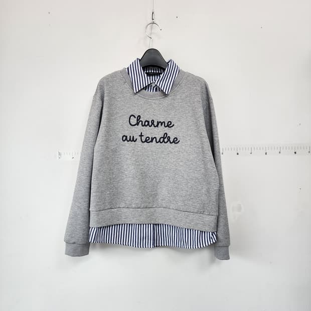 코데즈컴바인 레이어드 맨투맨 셔츠 그레이