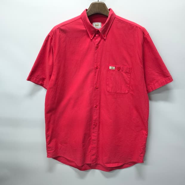 Lee 리 90s 빈티지 옥스포드 포켓 반팔 셔츠 레드 (105~110)