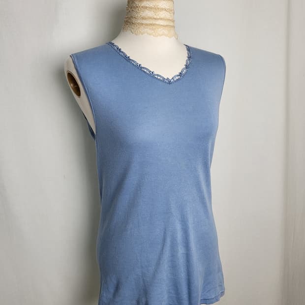 빈티지 블루 젤라또 민소매 탑 이너 슬립