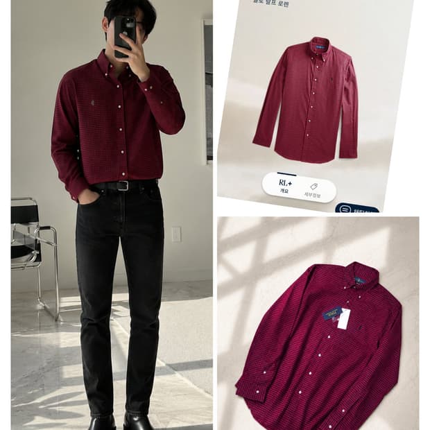 폴로 랄프 로렌 클래식핏 깅엄 체크 셔츠 / M 105