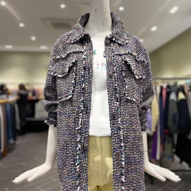 오즈세컨 글리터 칼라셔츠 트위드 자켓 44~55사이즈