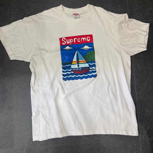 [유일매물] 슈프림 세일보트 화이트 반팔 M