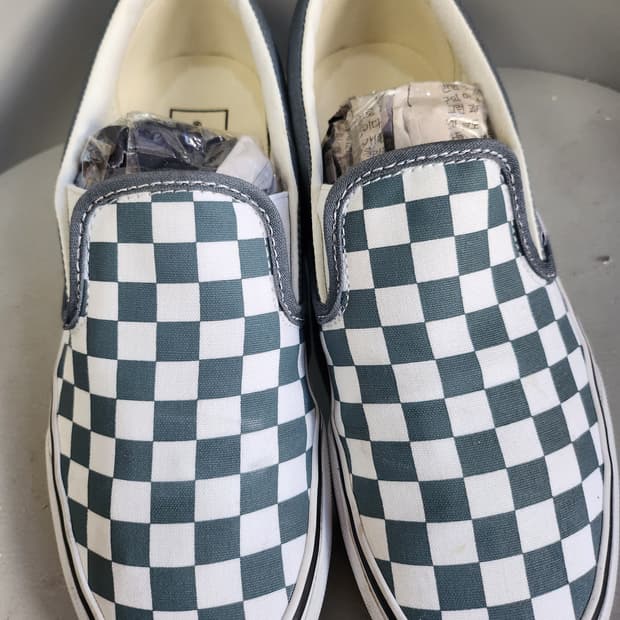 반스 체커보드 슬립온 그린/화이트