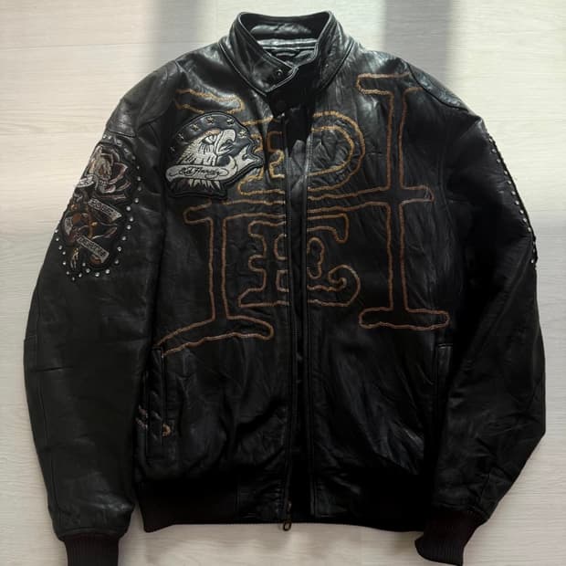 에드하디 아비렉스 Ed Hardy Avirex 콜라보 레더 자켓