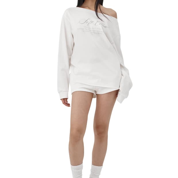 클리시어 원숄더 맨투맨 화이트