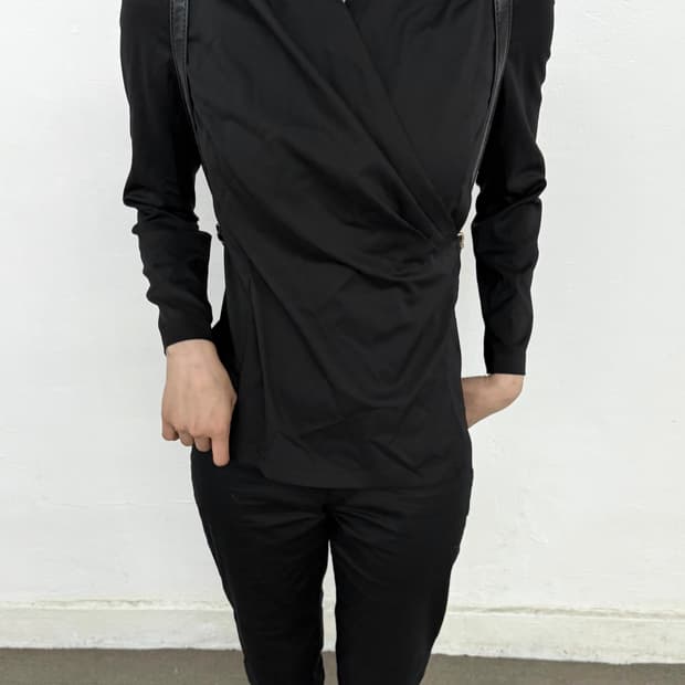 Black Back open drape blouse