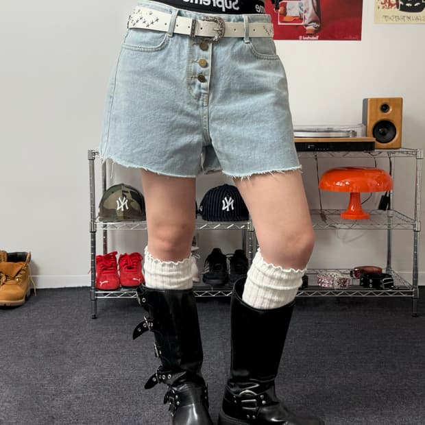 Vintage 연청 데님 숏팬츠